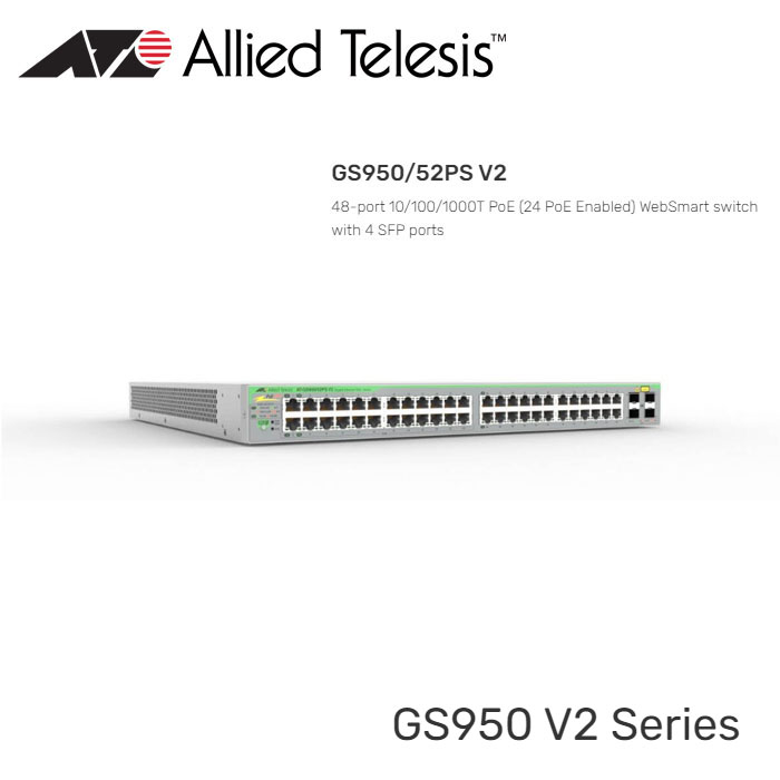 AT-GS950-52PS-V2-48-port-10-100-1000T-PoE-24-PoE-Enabled-WebSmart-switch-with-4-SFP-ports